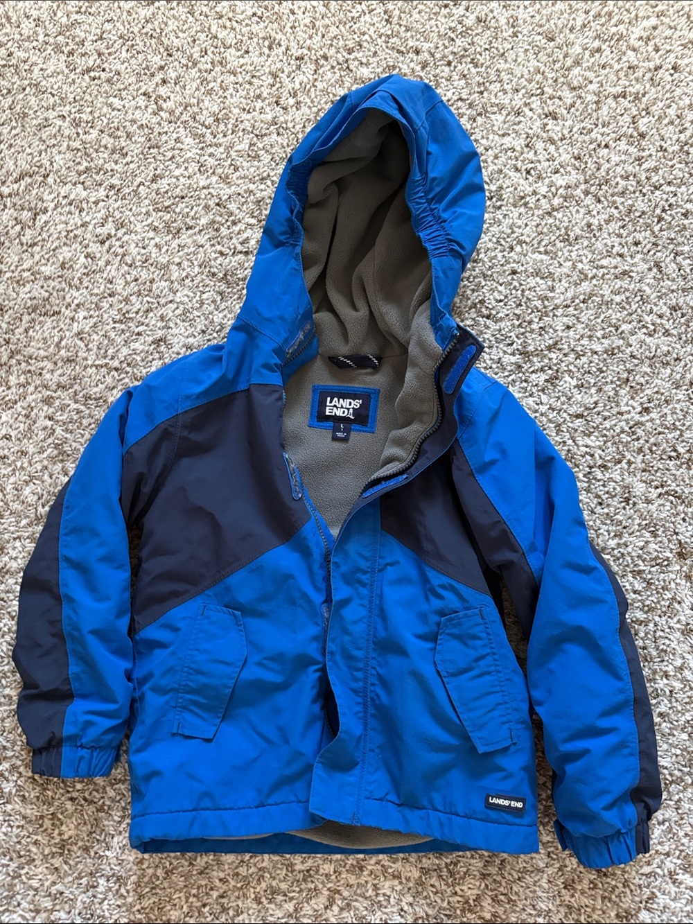 Lands' End Squall insulated Blue and Navy jacket, size 7